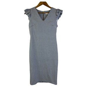 Calvin Klein V Neck Gingham Check Sheath Dress 2
